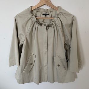 NWT Theory Beige Drawstring Collar Cropped Jacket
